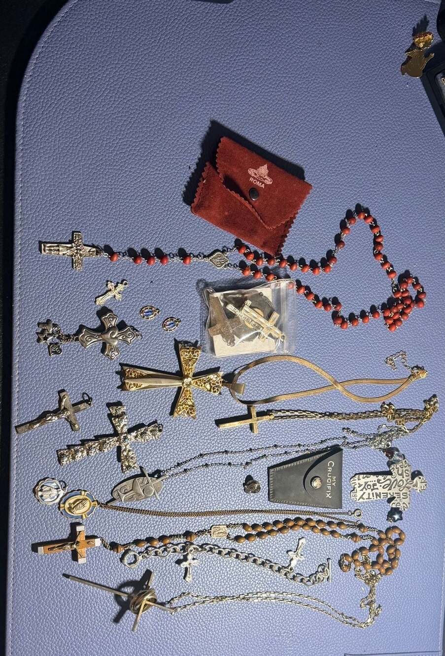 Vintage Catholic Religious Jewelry Lot - Rosaries, Crucifix Pendants, and Medals